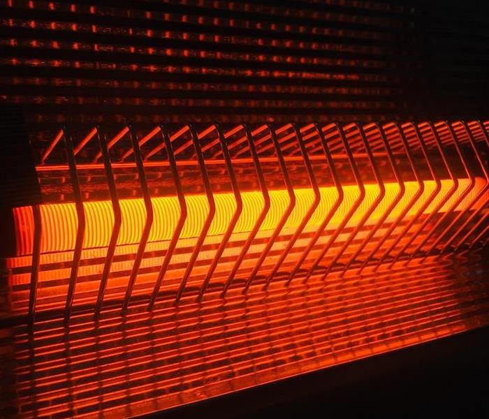 Electric heater lit up in bright orange 