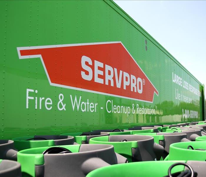 Green SERVPRO equipment and semi truck